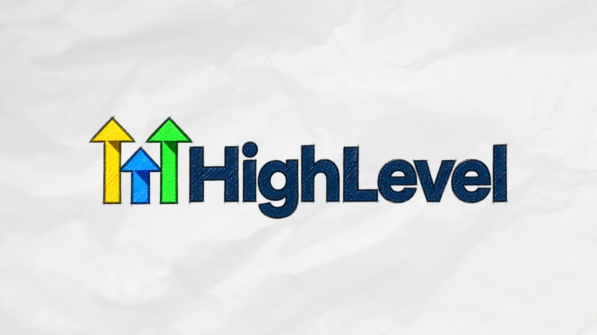 HighLevel hand-drawn logo on a light textured background