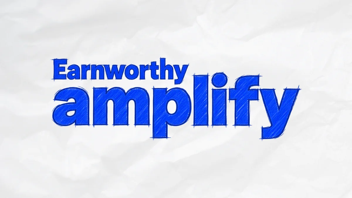Earnworthy Amplify hand-drawn logo on a light textured background